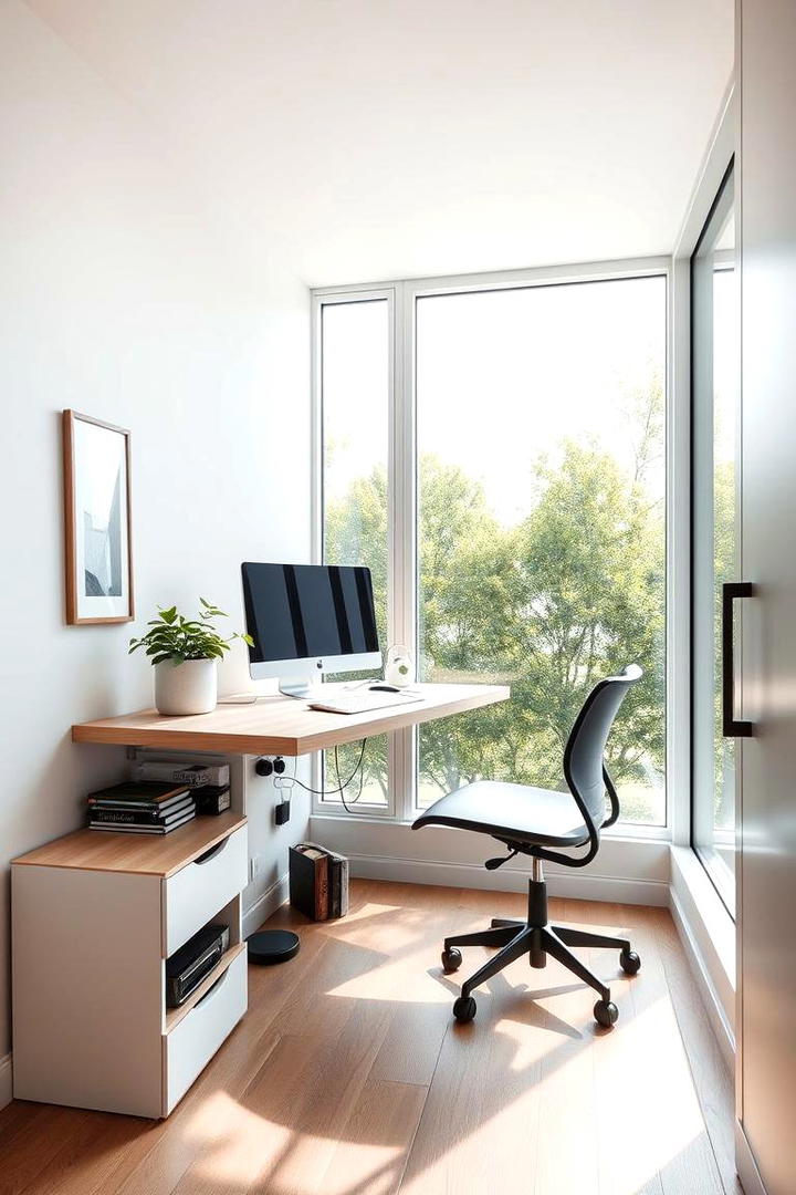 Compact Floating Desk Setup - 21 Small Home Office Ideas