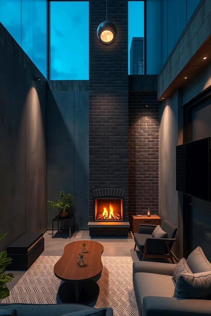 Compact Urban Black Brick Fireplace - 30 Black Brick Fireplace Ideas