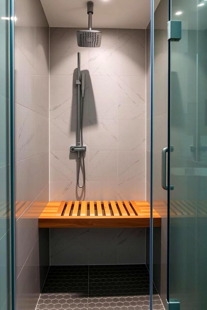 Compact Urban Walk In Shower with Foldable Bench - 21 Walk in Shower Ideas With Bench