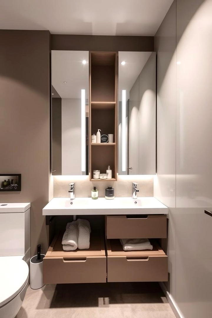 Compact Vanity Storage Smart Design - 21 Bathroom Organization Ideas