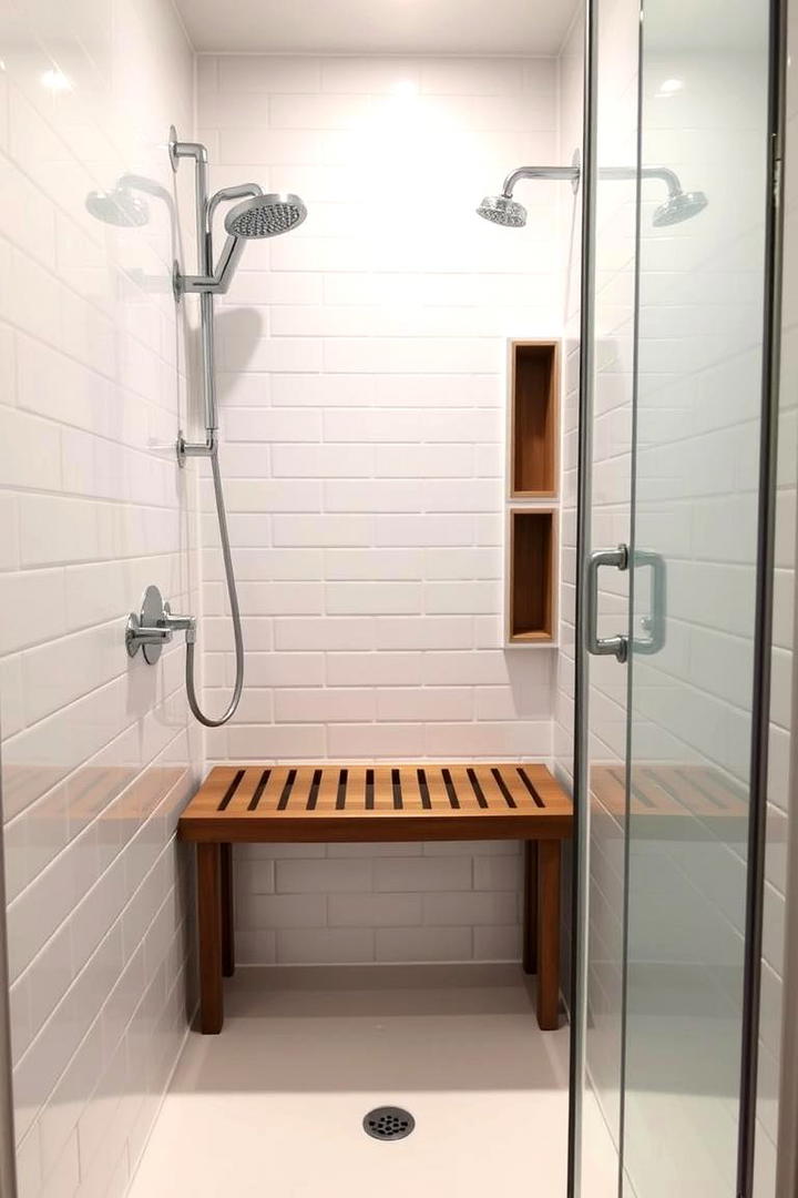 Compact Walk In Shower with Space Saving Bench - 21 Walk in Shower Ideas With Bench