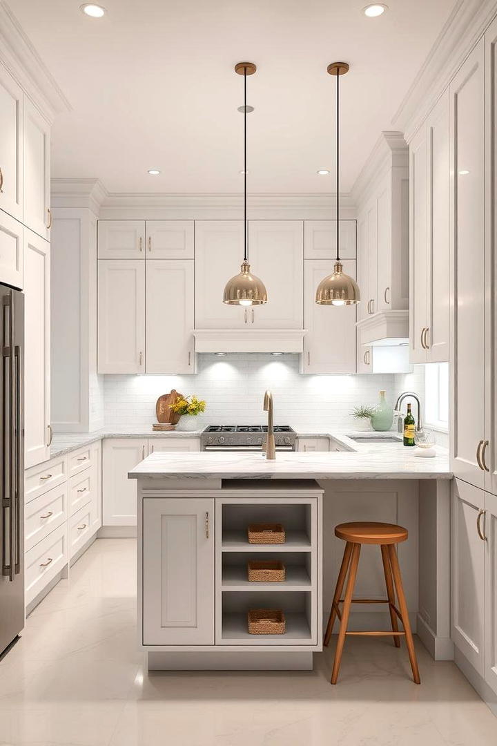 Compact White Kitchen Island - 30 Small White Kitchen Ideas