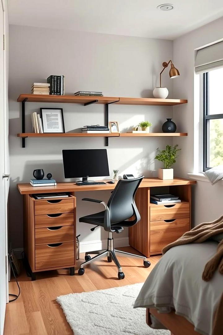 Compact Workspace Addition - 30 Small Guest Bedroom Ideas