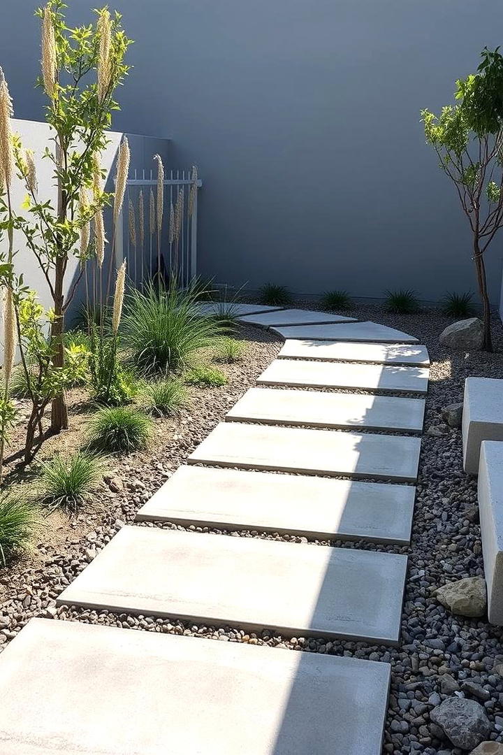 Concrete and Stone Pathway - 17 Rock Walkway Ideas