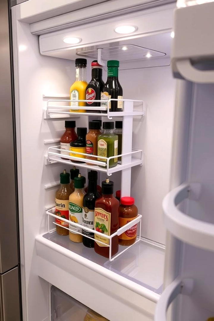 Condiment Organizer Setup - 30 Fridge Organization Ideas