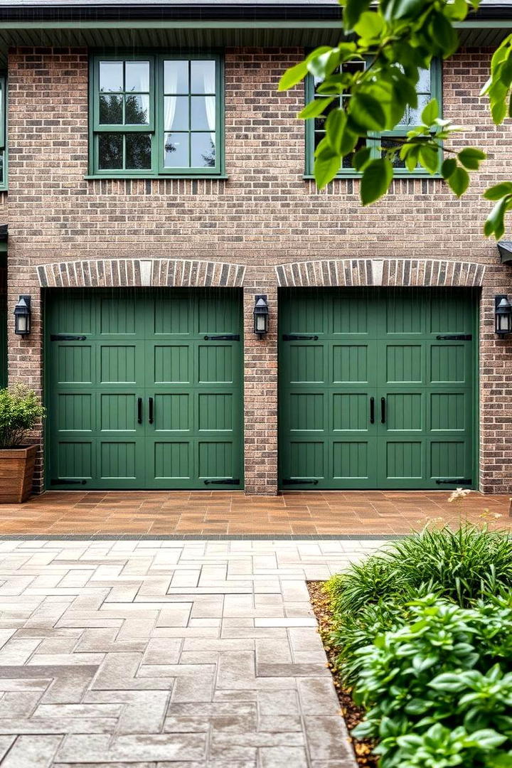 Contemporary Brick Gray with Forest Green Touches - 30 Exterior Brick and Paint Color Combinations