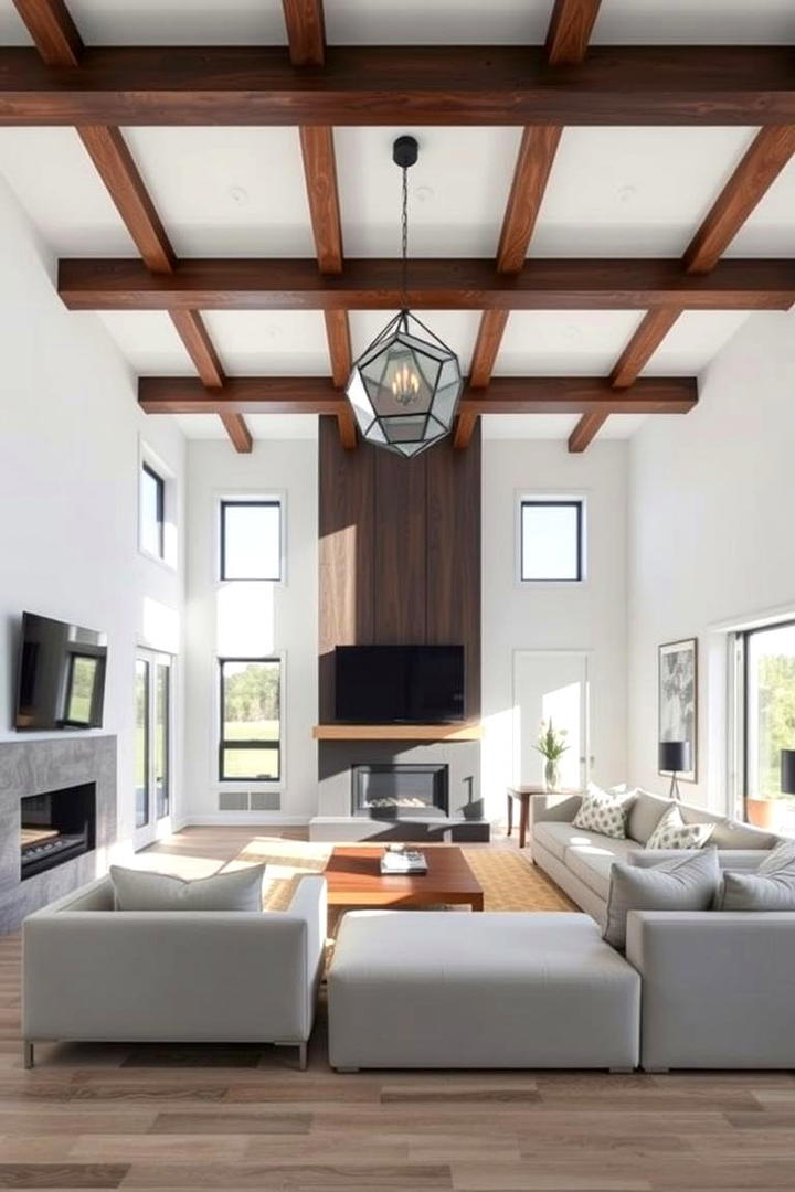 Contemporary Contrast - 30 Exposed Beam Living Room Ideas