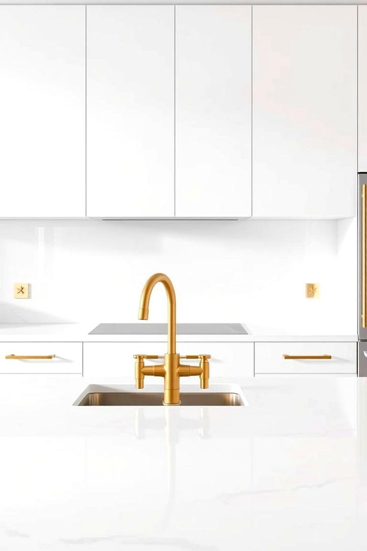 Contemporary Fixtures in a White Kitchen - 21 White and Gold Kitchen Ideas