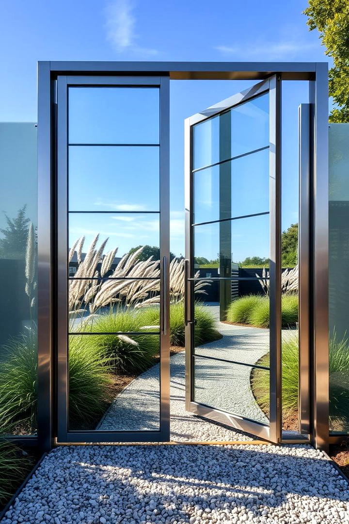 Contemporary Glass and Steel - 30 garden gate ideas