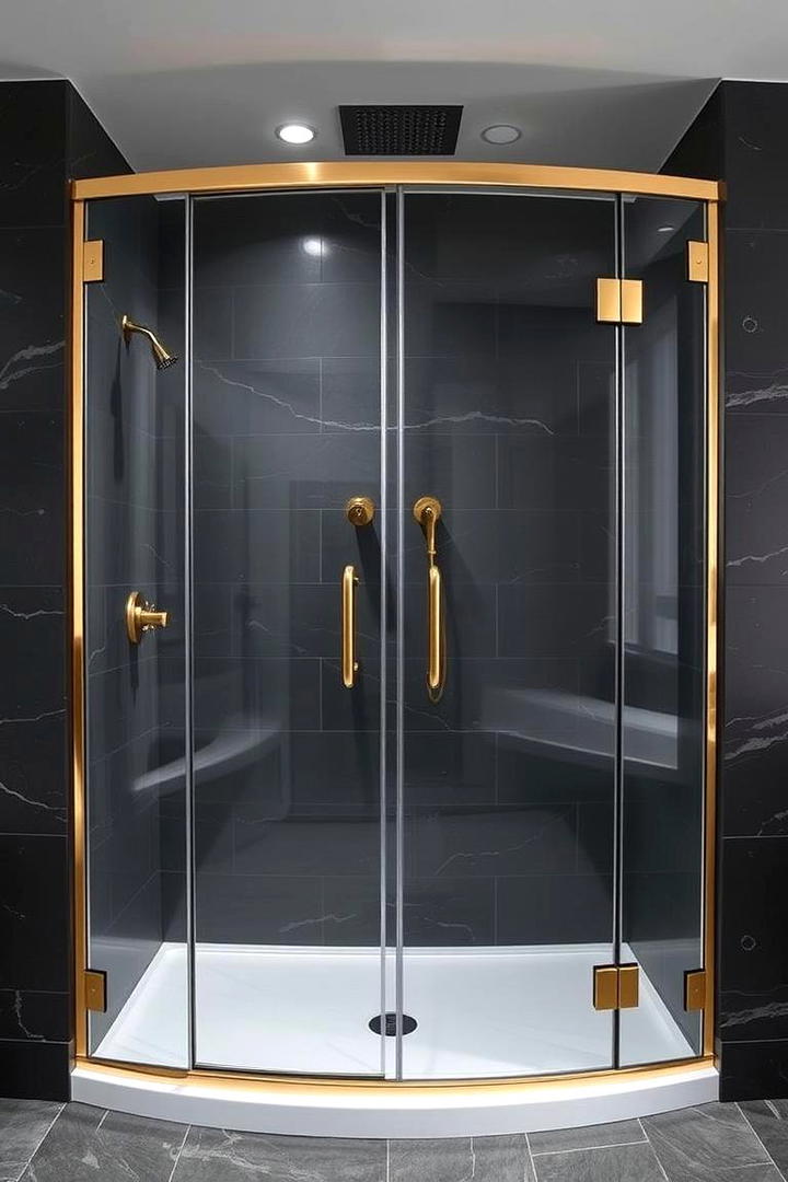 Contemporary Gold Shower Panels - 30 Gold Bathroom Ideas