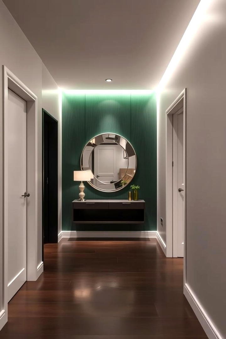 Contemporary Hallway Accent - 21 Dark Green Accent Wall Ideas