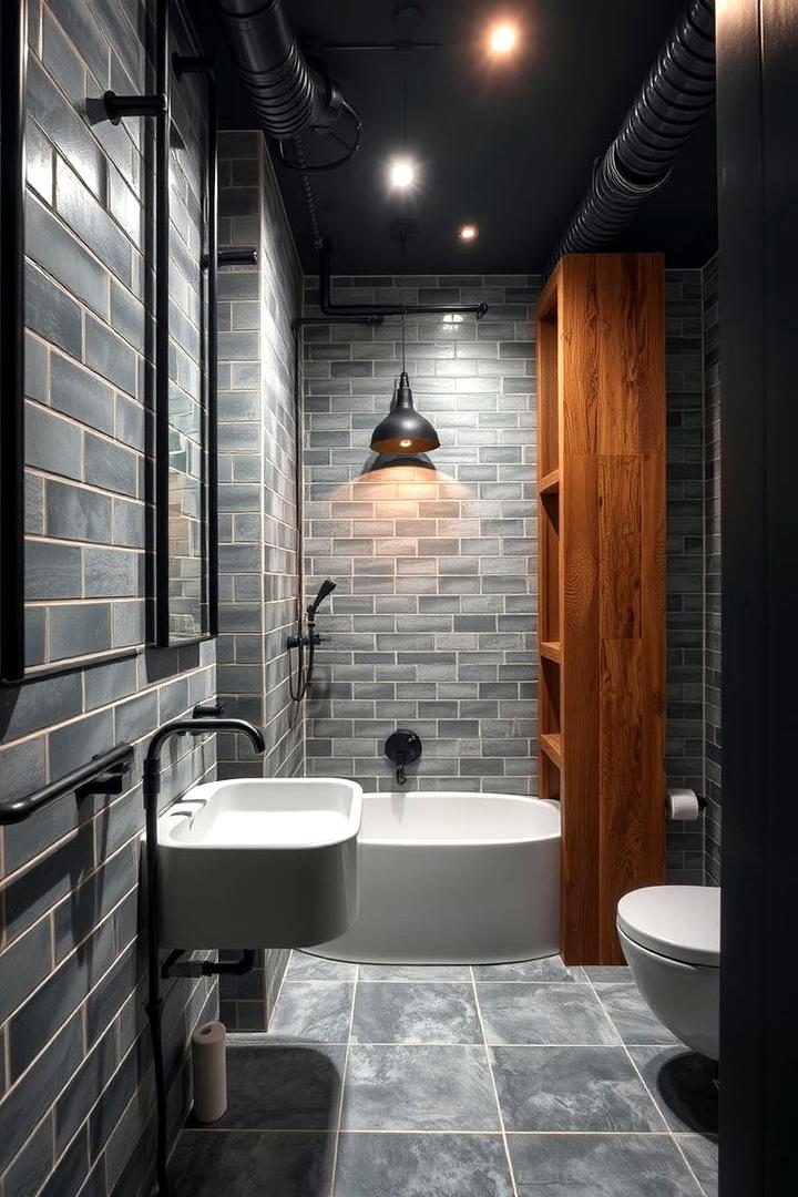 Contemporary Industrial Edge - 21 Grey Tile Bathroom Ideas