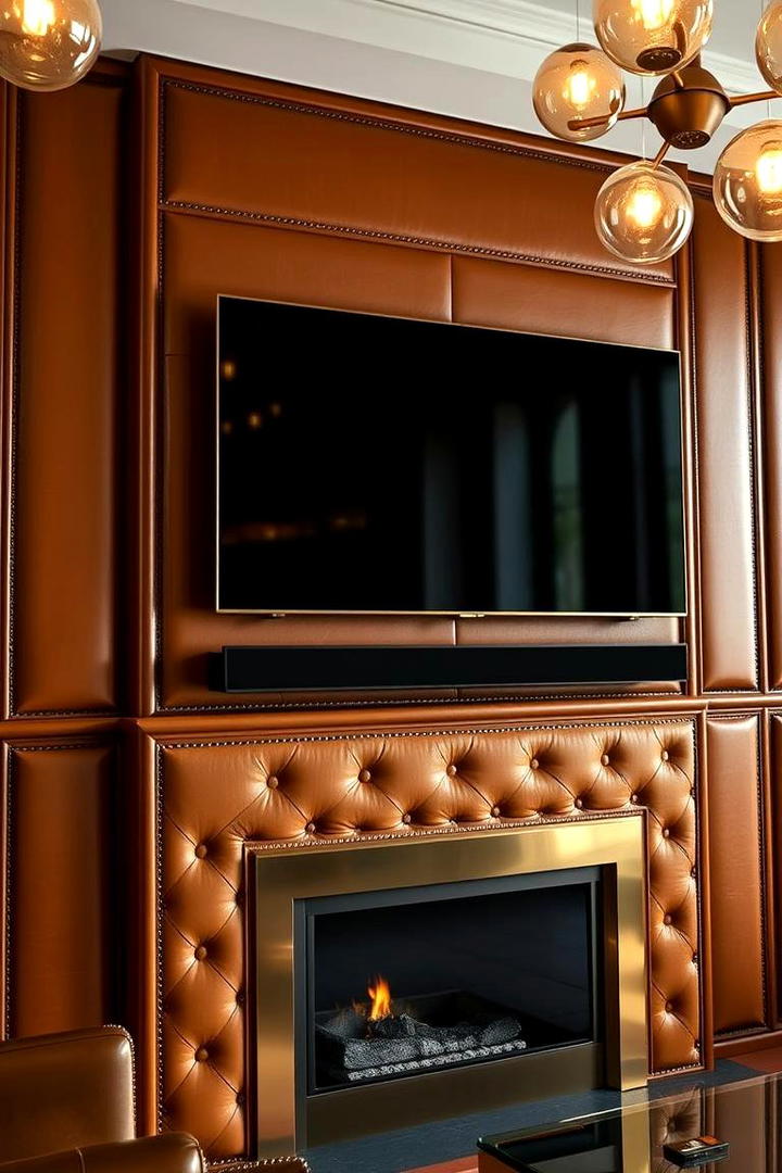 Contemporary Leather Finish - 21 Tv Over Fireplace Ideas