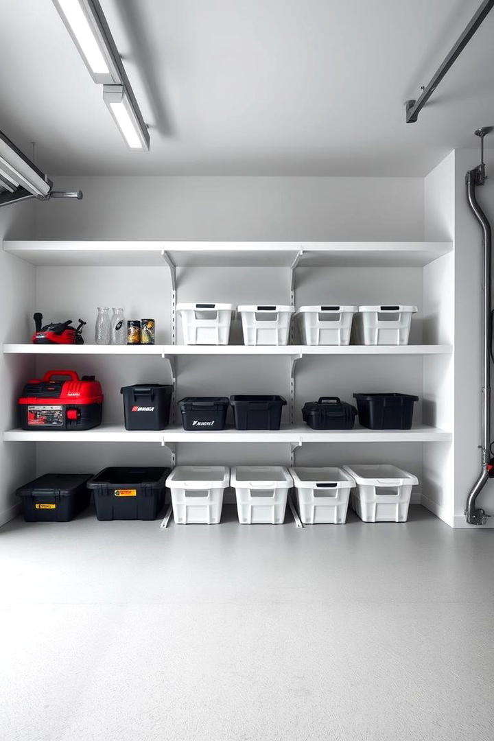 Contemporary Minimalist Shelves - 30 Garage Shelving Ideas