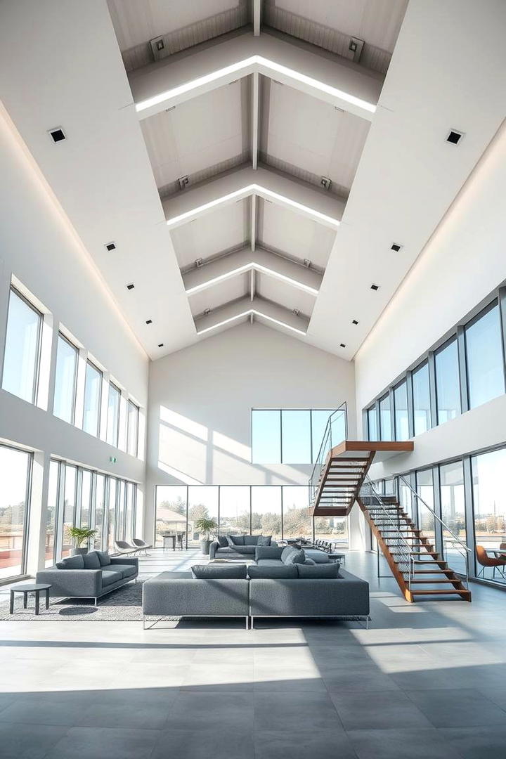 Contemporary Open Living Area - 30 Vaulted Ceiling With Beams