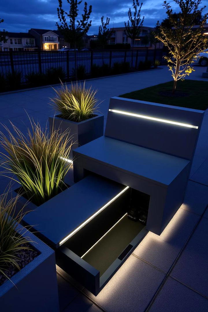 Contemporary Outdoor Bench with Storage - 30 Built-in Deck Bench Ideas and Designs