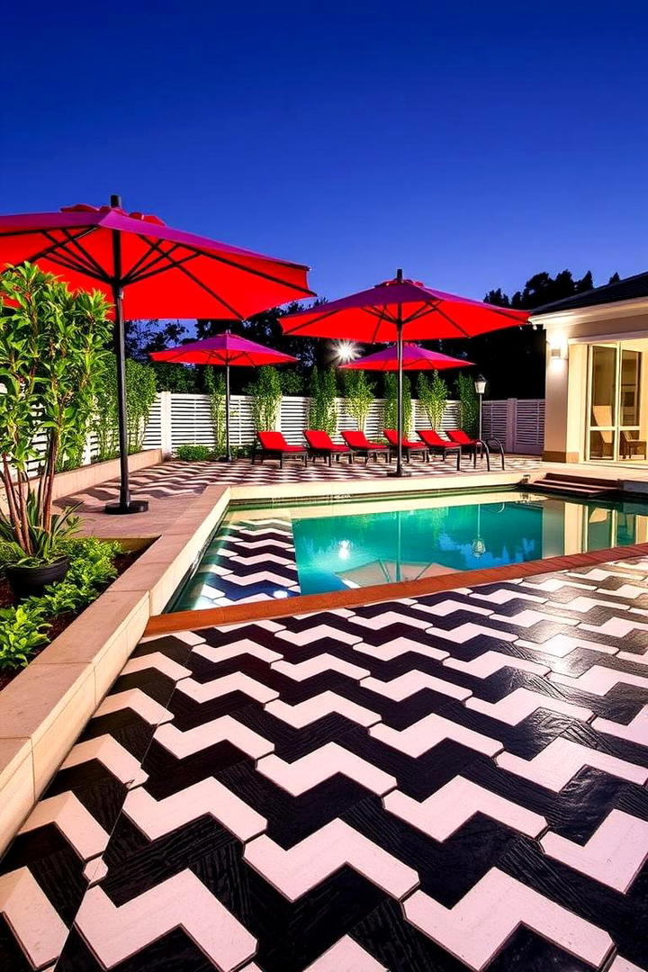 Contemporary Pattern Statements - 30 Pavers Around Pool Ideas