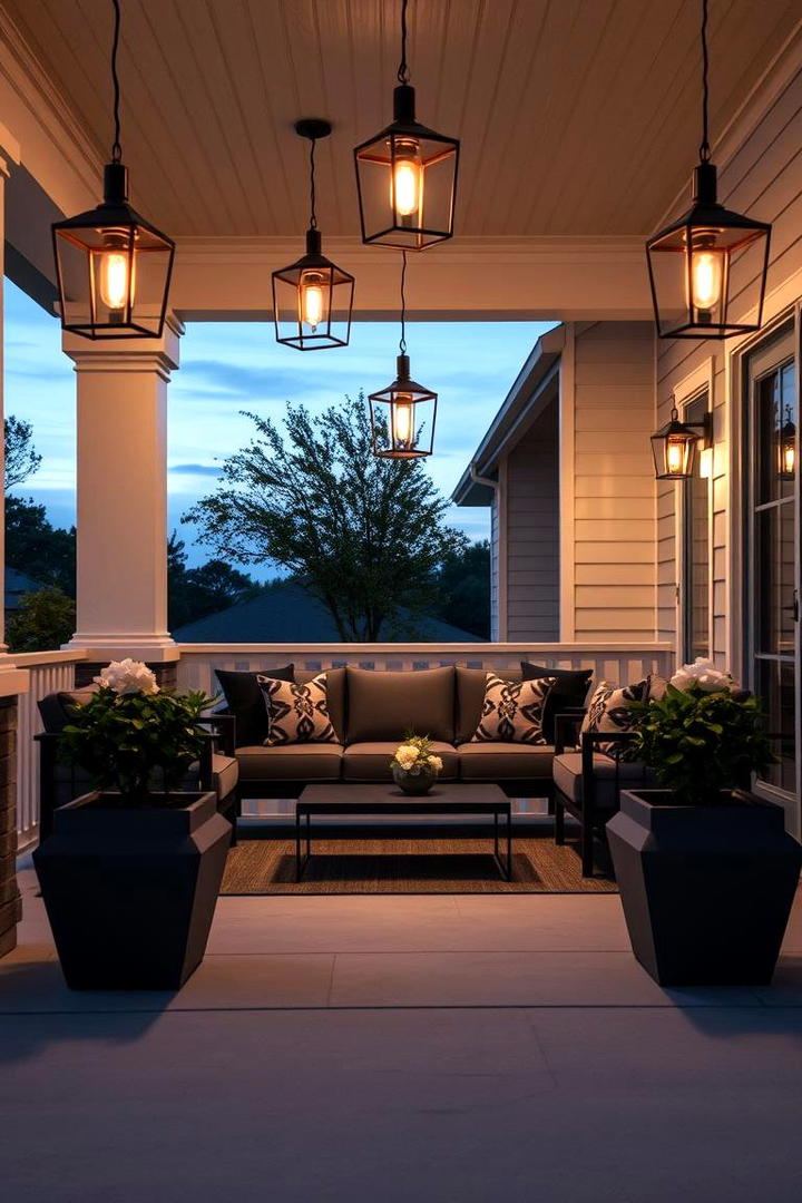 Contemporary Porch with Statement Lighting - 21 Modern Front Porch Ideas