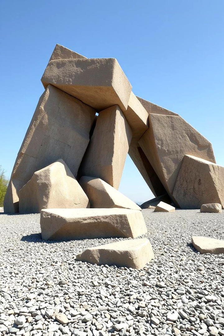 Contemporary Rock Sculpture - 21 Front Yard Landscaping Ideas With Rocks and Mulch