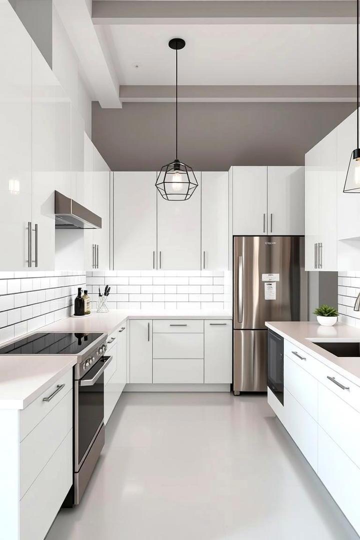 Contemporary White Kitchen with Clean Lines - 21 Kitchen With White Appliances Ideas