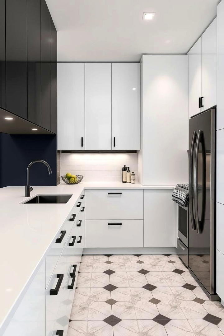 Contrasting Hardware Details - 21 Black and White Kitchen Ideas