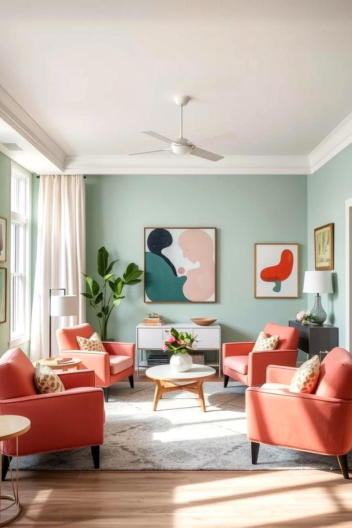 Coral and Soft Mint - 21 Two Colour Combination for Living Room