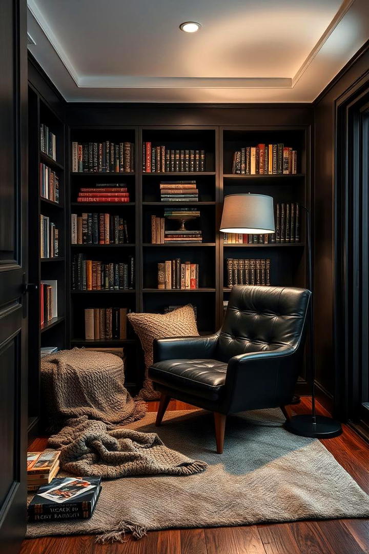 Cozy Black Reading Nook - 21 Black Room Ideas