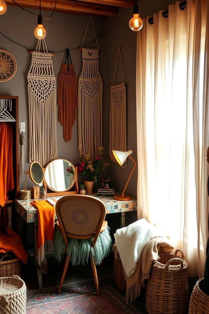 Cozy Bohemian Makeup Corner - 30 Makeup Vanity Ideas