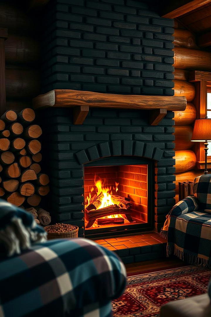 Cozy Cabin Black Brick Fireplace - 30 Black Brick Fireplace Ideas