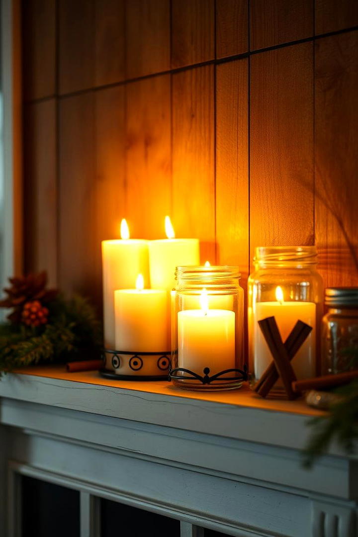 Cozy Candle Glow - 30 Fall Mantel Decor Ideas