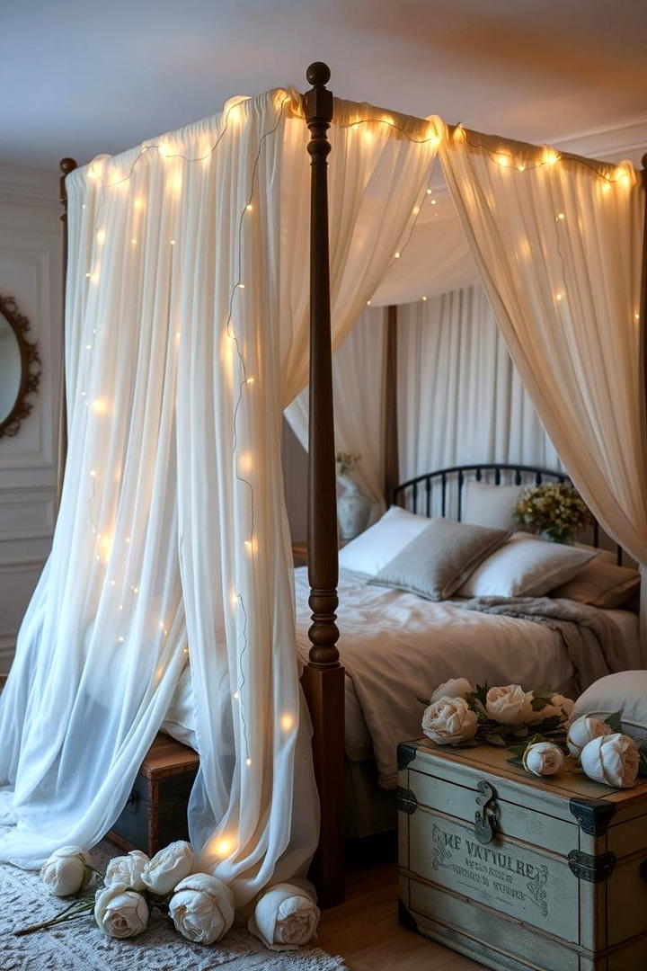 Cozy Canopy Bed Feature - 30 Shabby Chic Bedroom Ideas