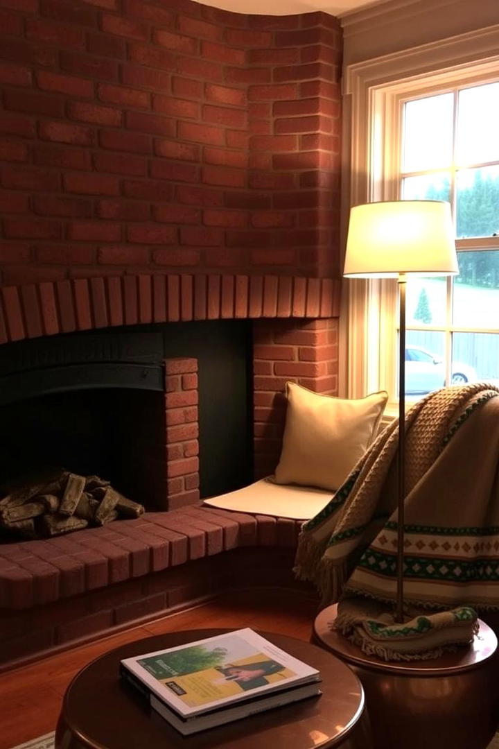 Cozy Corner Fireplace - 30 Farmhouse Fireplace Ideas