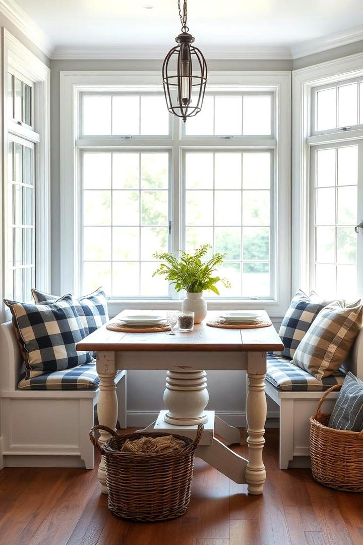 Cozy Country Style Breakfast Nook - 30 Cabin Kitchen Ideas