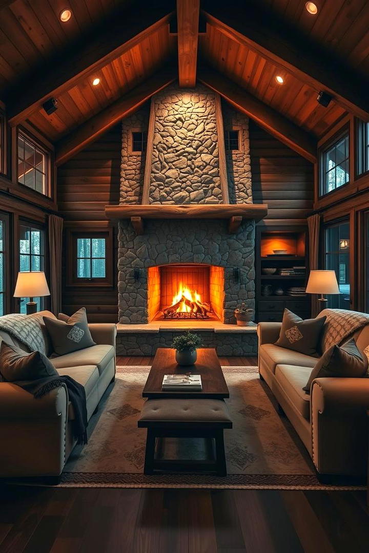 Cozy Fireplace Ambiance - 21 Lake House Decorating Ideas