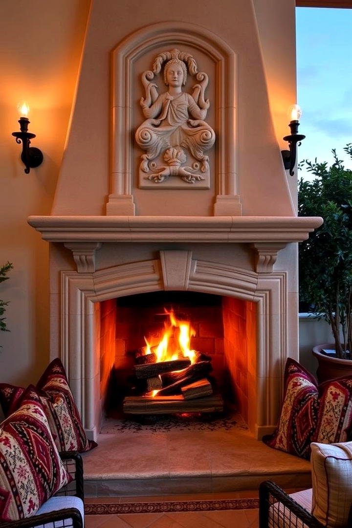 Cozy Fireplace Lounge - 30 Spanish Mediterranean House Ideas