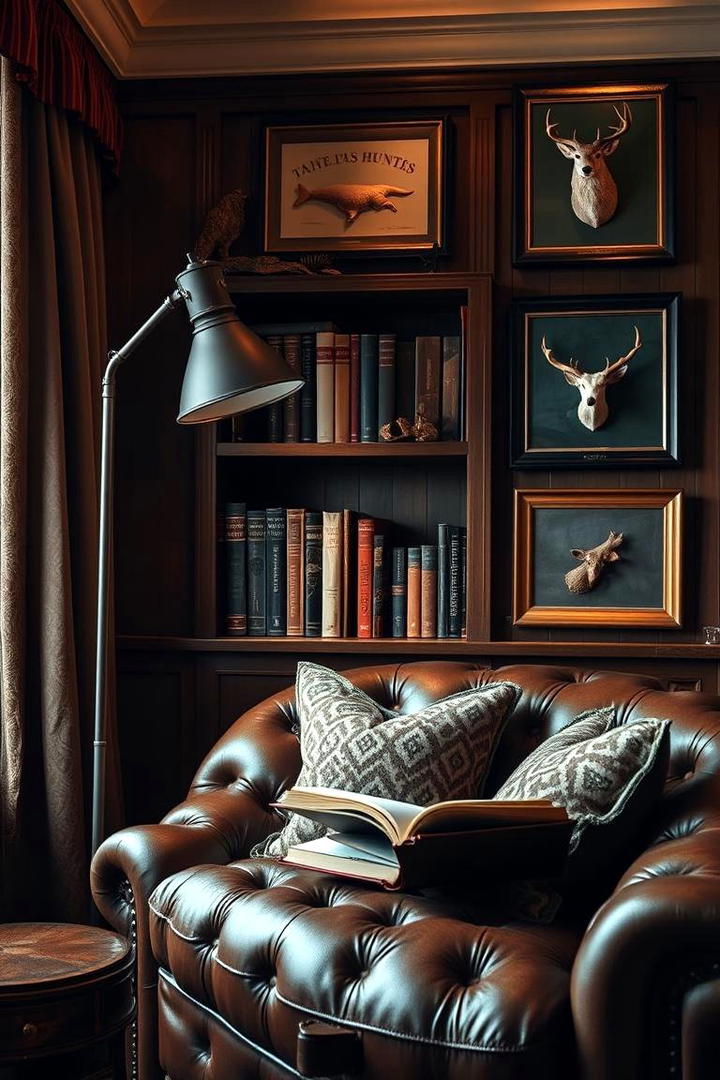 Cozy Reading Nook - 30 Hunting Trophy Room Ideas