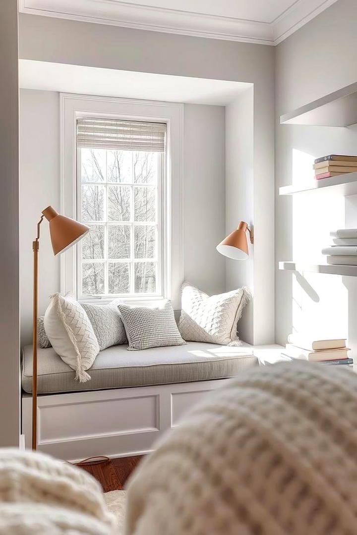 Cozy Reading Nook Charm - 30 Grey and White House Interior Design Ideas