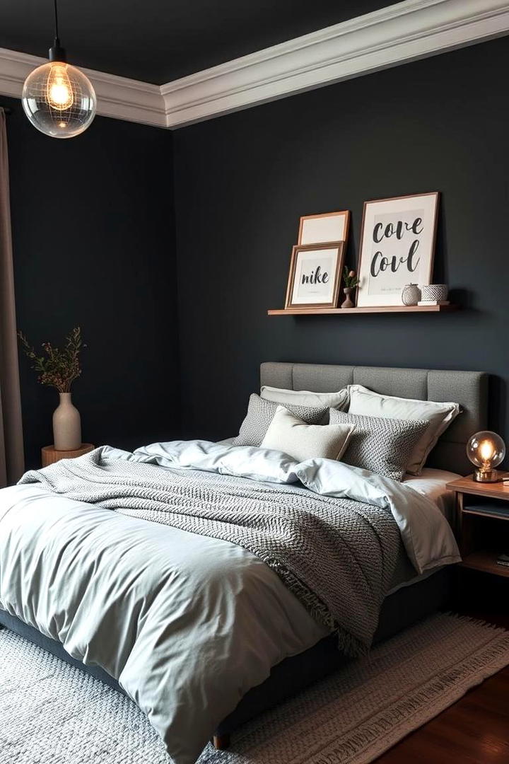 Cozy Retreat with Subtle Accents - 30 Dark Grey Bedroom Ideas