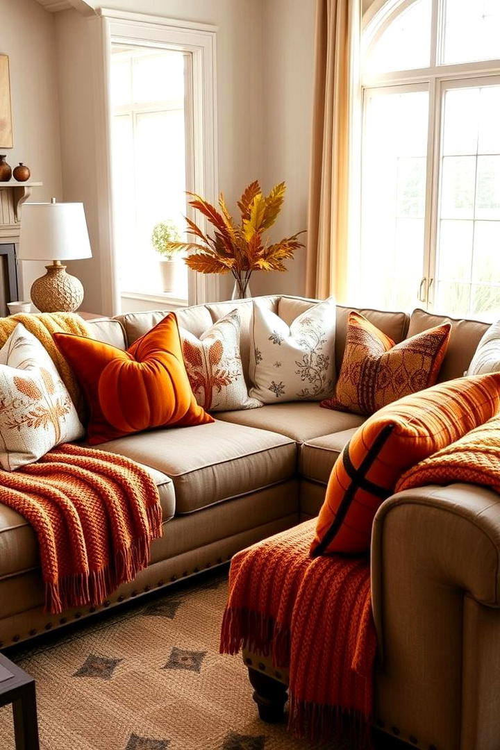 Cozy Throw Pillow Accents - 21 Thanksgiving Decor Ideas