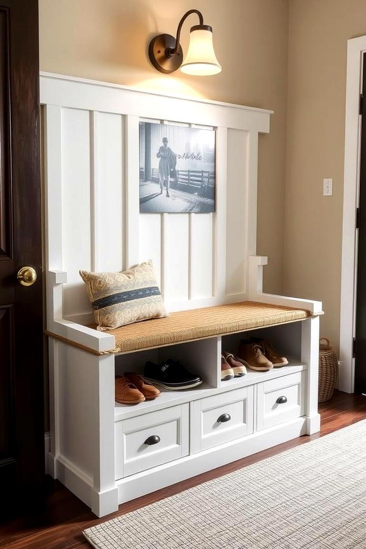 Creating a Dual Purpose Entryway Bench - 30 Hall Closet Organization Ideas