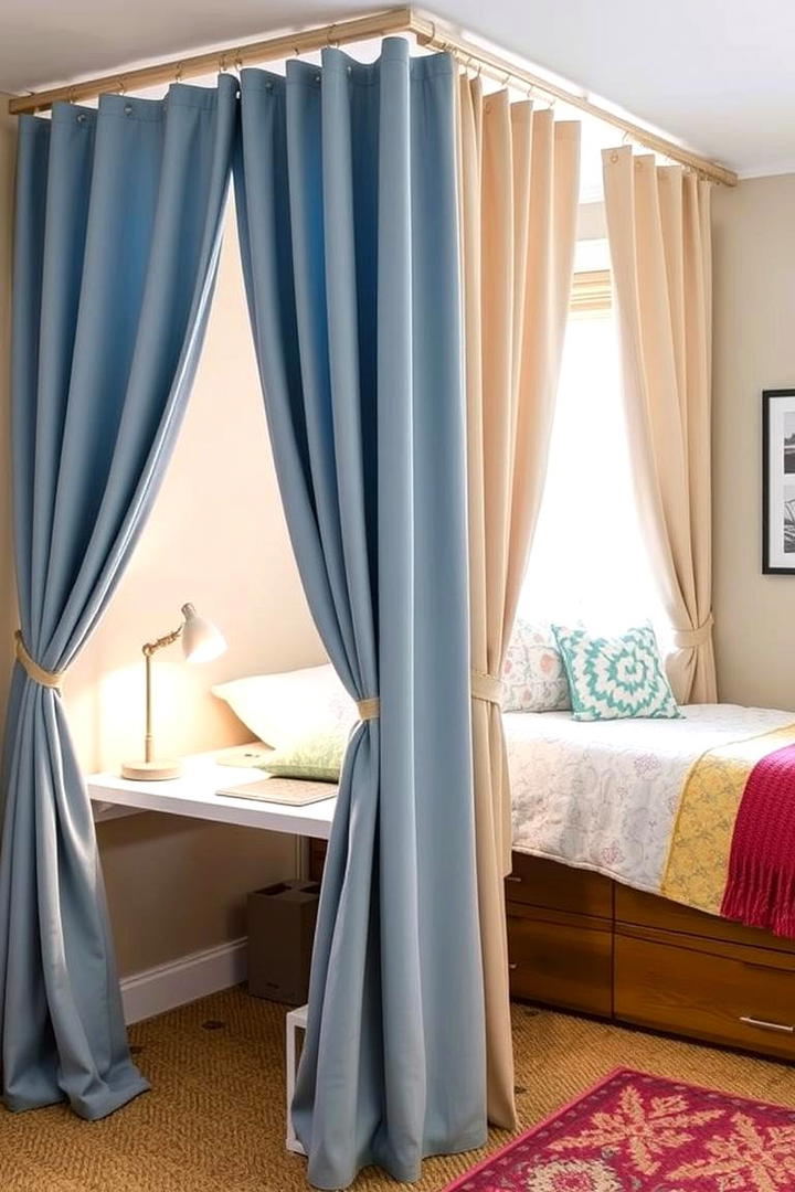 Creative Curtain Partitions - 21 Dorm Room Decorating Ideas