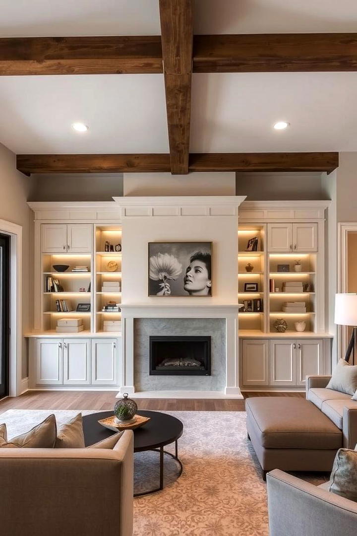 Creative Storage Ideas - 30 Exposed Beam Living Room Ideas