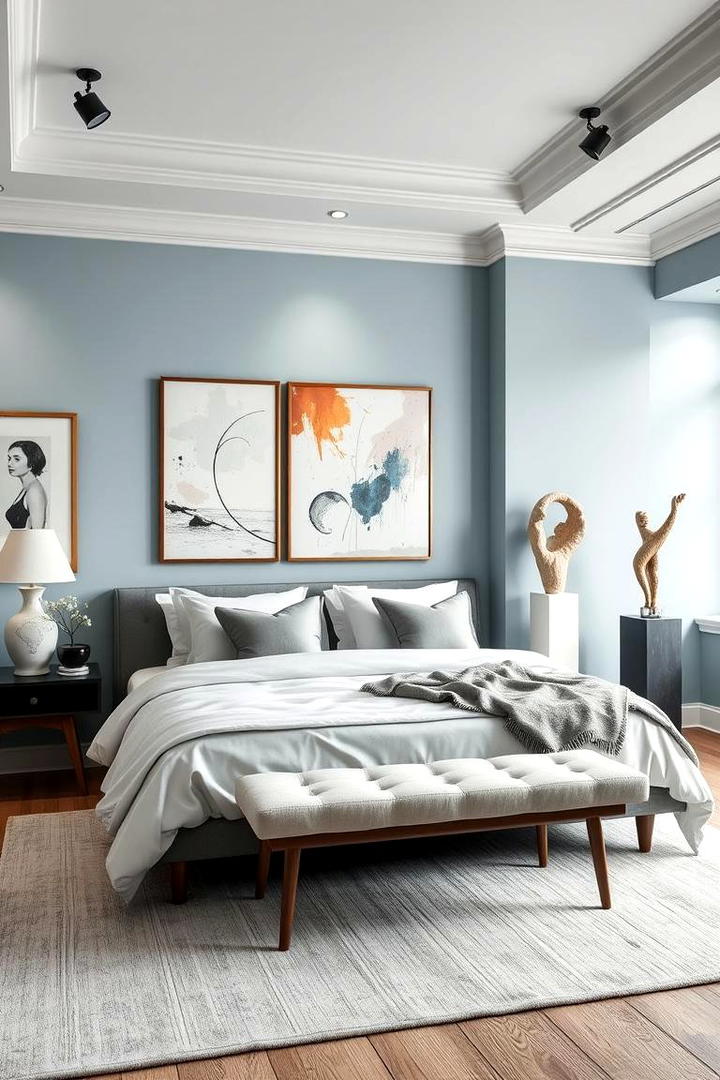 Creative Wall Art Displays - 30 Duck Egg Blue Bedroom Ideas