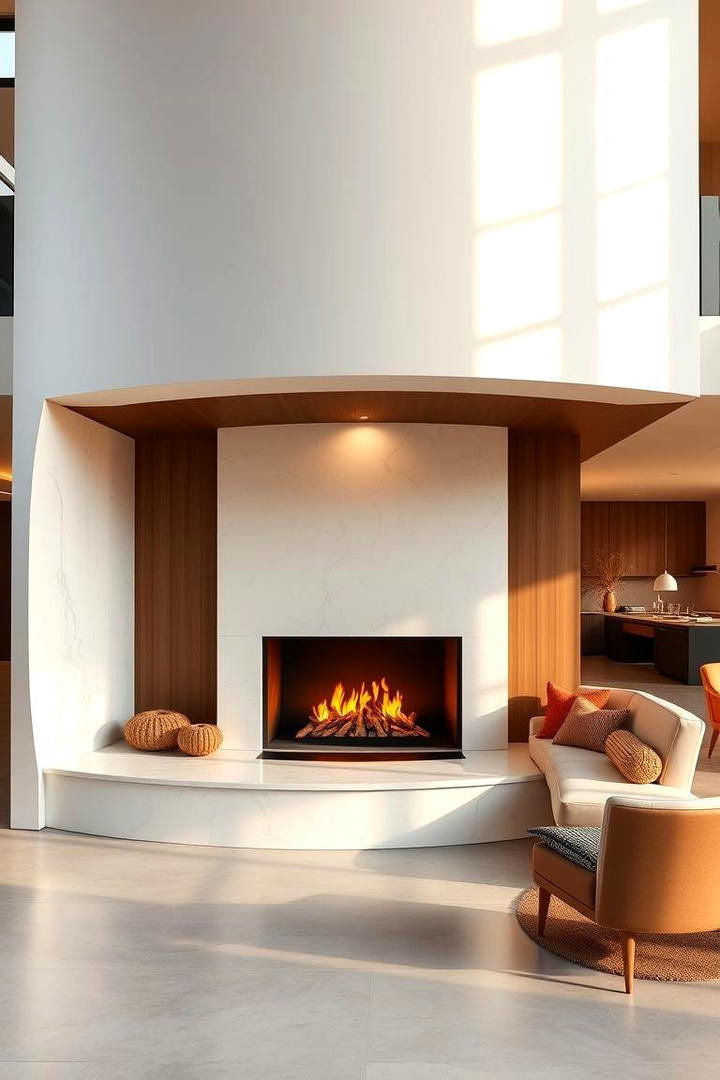 Curved Architectural Hearth Form - 30 Fireplace Hearth Ideas