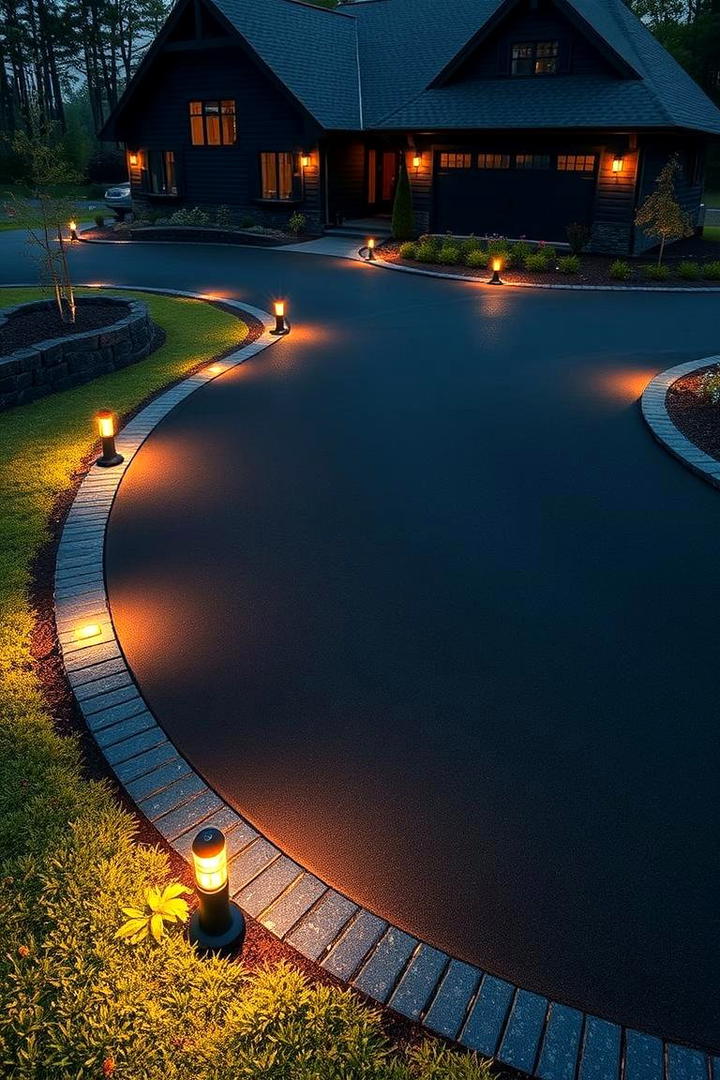 Curved Driveway Elegance - 30 Dark Brown House With Black Trim