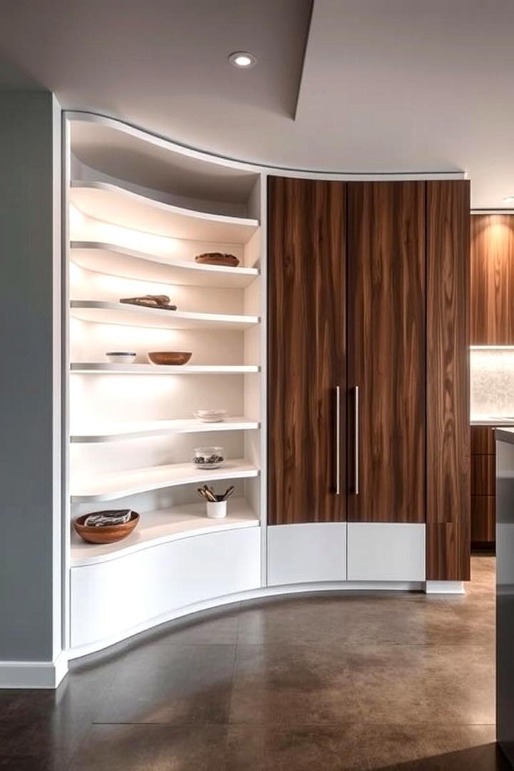 Curved Edge Modern Pantry - 30 Corner Pantry Ideas