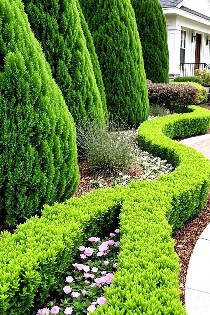 Curved Evergreen Borders - 30 Front Yard Evergreen Landscaping Ideas