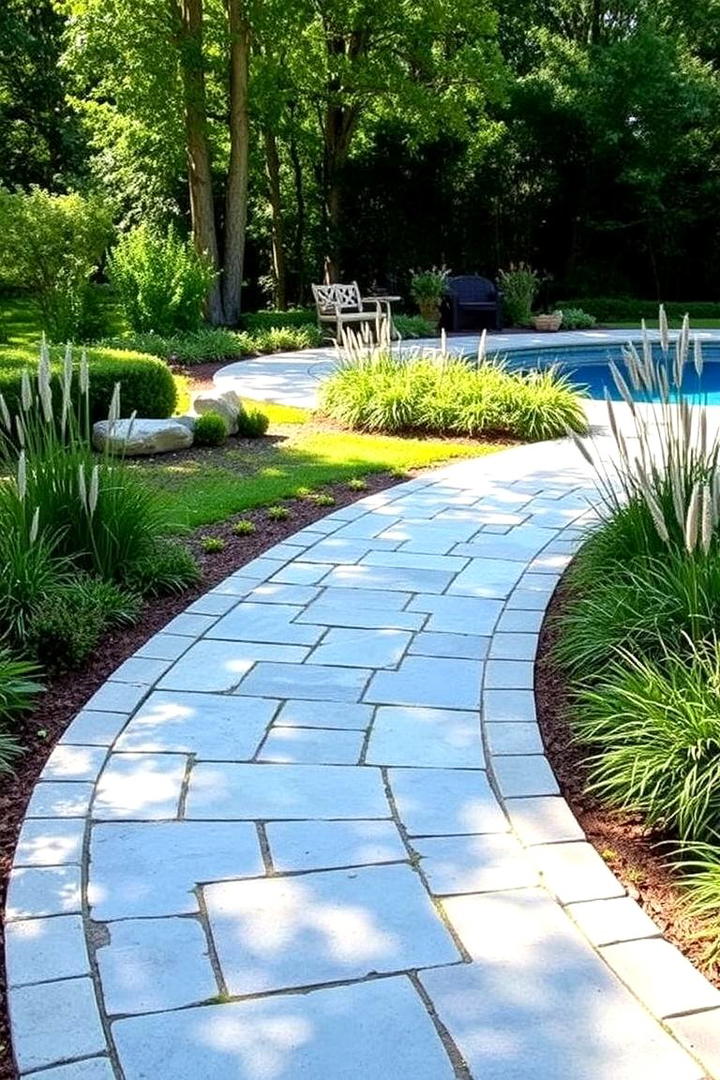 Curved Pathway Charm - 30 Pavers Around Pool Ideas