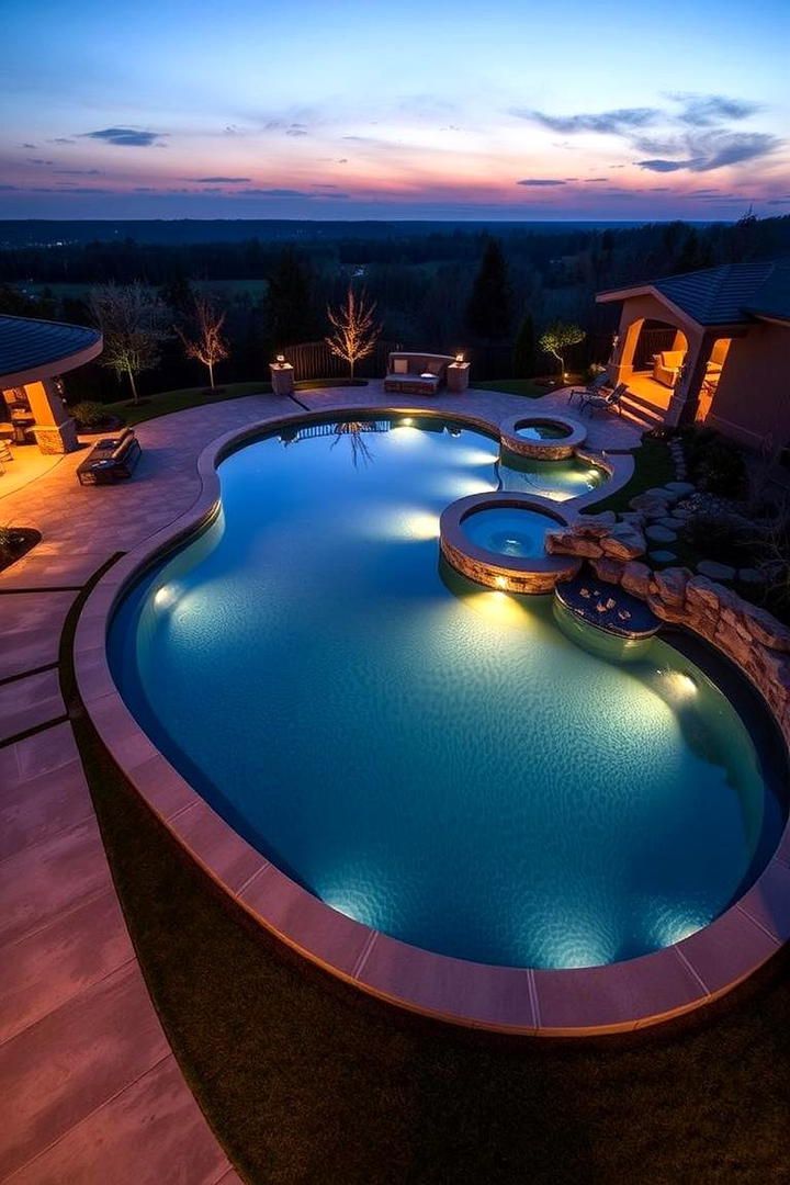 Curved Pool Surround - 30 Concrete Pavers Around Pool Ideas