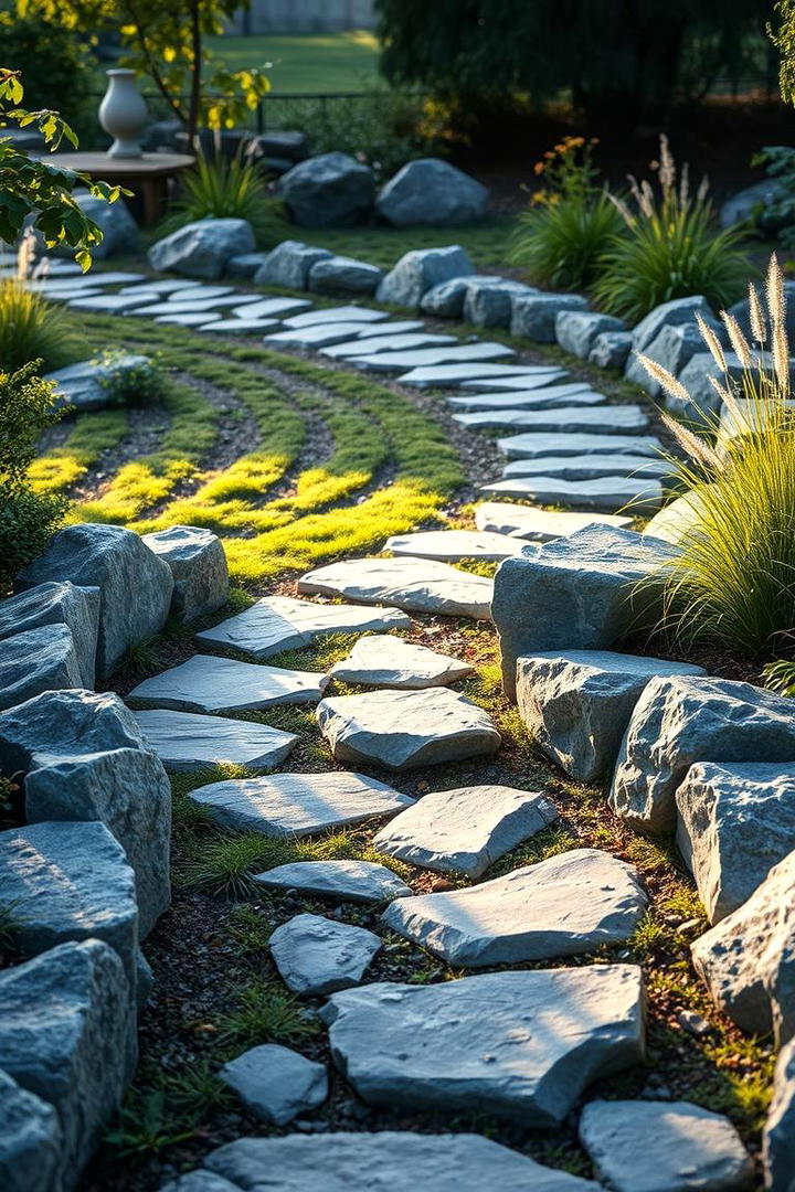 Curved Rock Pathway - 17 Rock Walkway Ideas